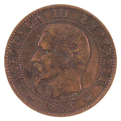 France 1853W 5 Centimes Extra Fine (EF-40)