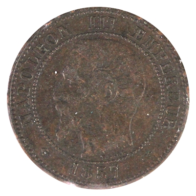 France 1857A 2 Centimes Extra Fine (EF-40)