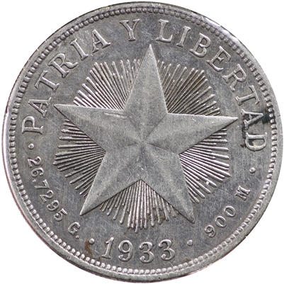 Cuba 1933 Peso Extra Fine (EF-40)