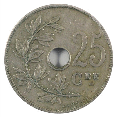 Belgium 1910 Dutch 25 Centimes Almost Uncirculated (AU-50)