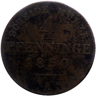 German States 1850A Prussia 4 Pfennig Fine (F-12)