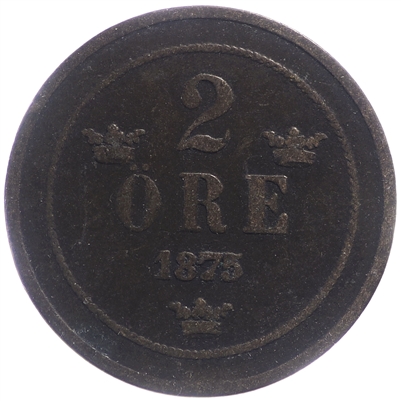 Sweden 1875 2 Ore Very Fine (VF-20)