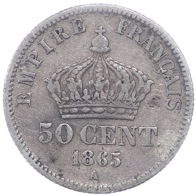 France 1865A 50 Centimes Very Fine (VF-20)