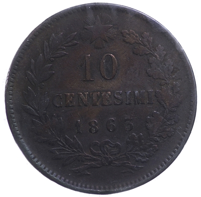 Italy 1863 10 Centesimi Very Fine (VF-20)