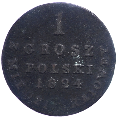 Poland 1824IB Grosz Very Fine (VF-20)