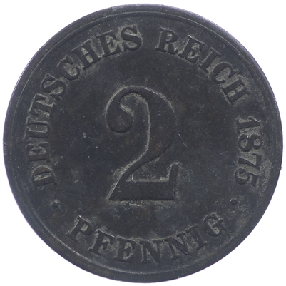 German Empire 1875C 2 Pfennig Extra Fine (EF-40)