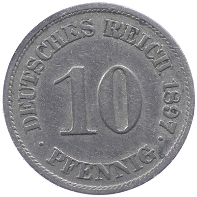 German Empire 1897A 10 Pfennig Extra Fine (EF-40)