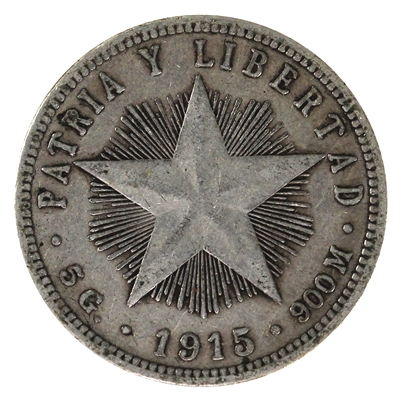Cuba 1915 20 Centavos Extra Fine (EF-40)
