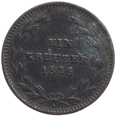 German States 1828 Baden Kreuzer F-VF (F-15)