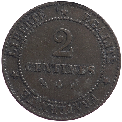 France 1886A 2 Centimes Extra Fine (EF-40)