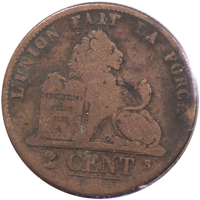 Belgium 1844 2 Centimes Fine (F-12)