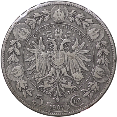 Austria 1907 5 Corona Extra Fine (EF-40) $