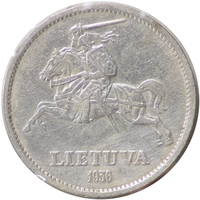 Lithuania 1936 10 Litu Almost Uncirculated (AU-50)