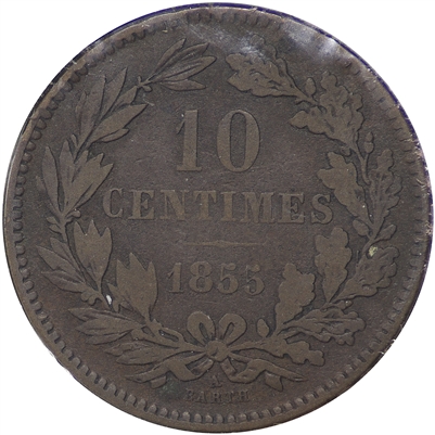 Luxembourg 1855A 10 Centimes VF-EF (VF-30)