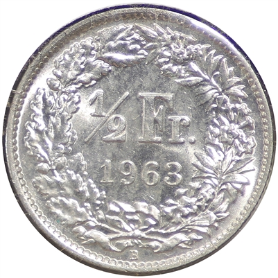Switzerland 1963B 1/2 Franc Brilliant Uncirculated (MS-63)