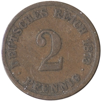 German Empire 1873C 2 Pfennig F-VF (F-15)