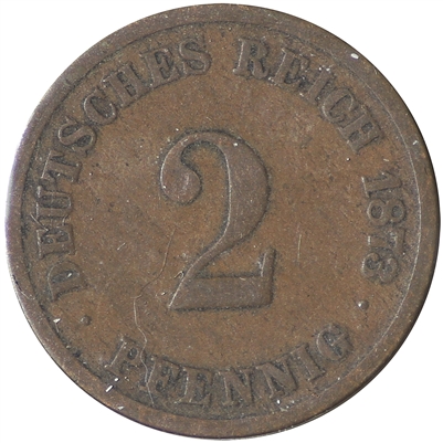 German Empire 1873C 2 Pfennig F-VF (F-15)