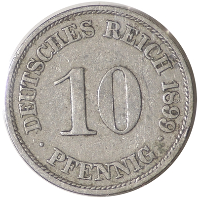 German Empire 1899J 10 Pfennig Extra Fine (EF-40)