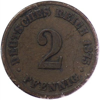 German Empire 1875B 2 Pfennig Very Fine (VF-20)