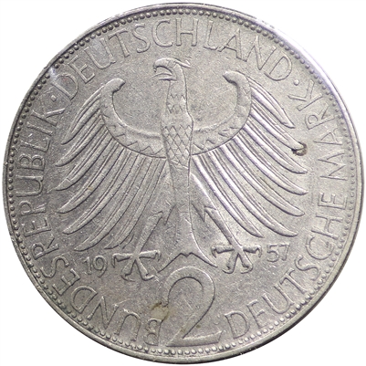 Germany 1957J 2 Marks Extra Fine (EF-40)