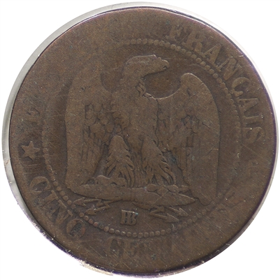 France 1863BB 5 Centimes Fine (F-12)