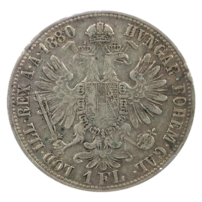 Austria 1880 Florin Almost Uncirculated (AU-50)