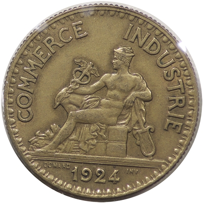 France 1924 2 Francs Almost Uncirculated (AU-50)