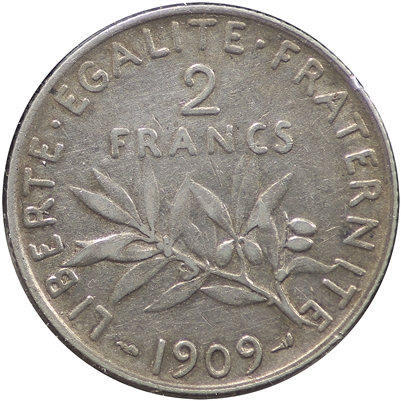 France 1909 2 Francs Extra Fine (EF-40)