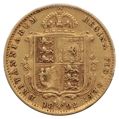 Great Britain 1892 Gold 1/2 Sovereign VF-EF (VF-20) $