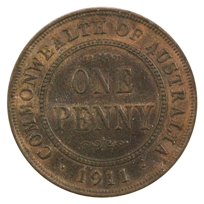 Australia 1911 Penny Almost Uncirculated (AU-50)