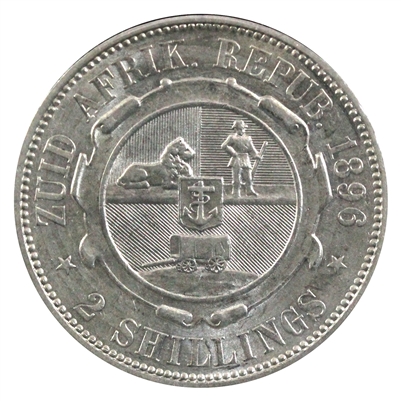 South Africa 1896 2 Shillings Almost Uncirculated (AU-50) $
