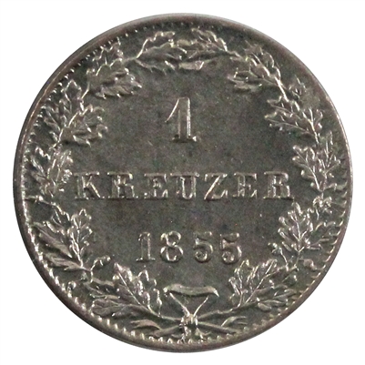 German States 1855 Frankfurt 1 Kreuzer Choice BU (MS-64) $