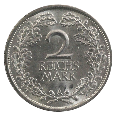 German Weimar Republic 1926A 2 Reichsmarks Brilliant Uncirculated (MS-63) $