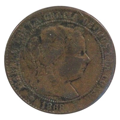 Spain 1868OM 2 1/2 Centimos Extra Fine (EF-40)