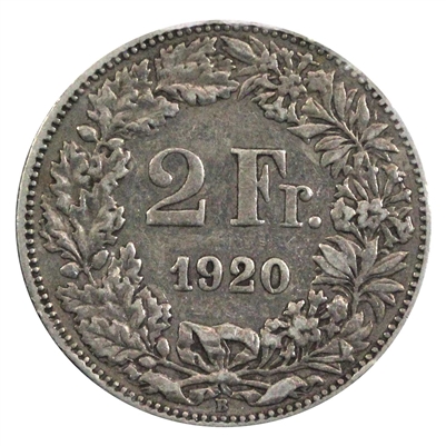 Switzerland 1920B 2 Francs Extra Fine (EF-40)