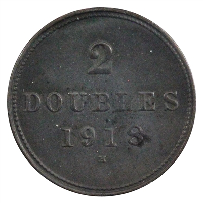 Guernsey 1918H 2 Doubles Almost Uncirculated (AU-50)