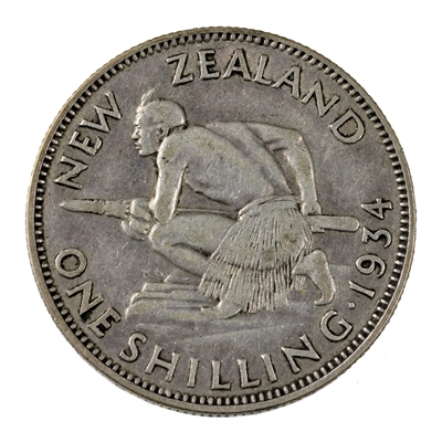 New Zealand 1934 Shilling VF-EF (VF-30)