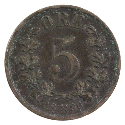 Norway 1896 5 Ore Extra Fine (EF-40)