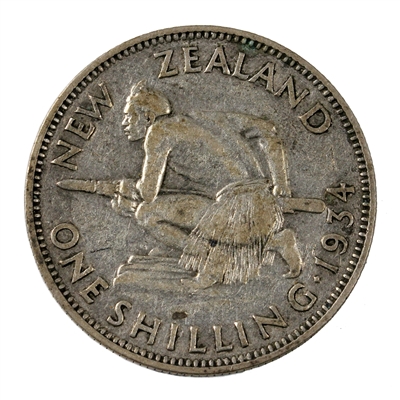 New Zealand 1934 Shilling Very Fine (VF-20)