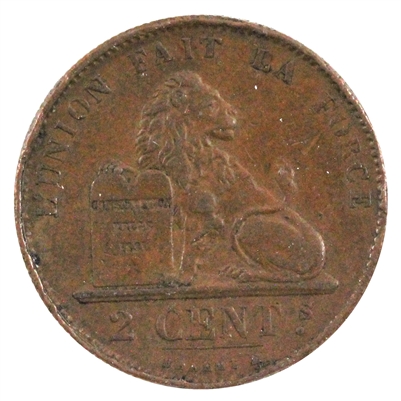 Belgium 1870 2 Centimes Almost Uncirculated (AU-50)