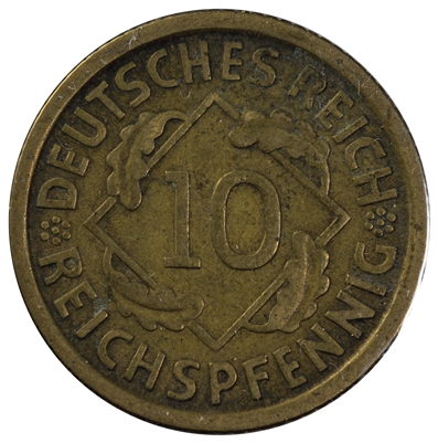 German Weimar Republic 1929D 10 Pfennig Extra Fine (EF-40)