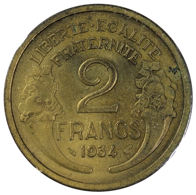 France 1934 2 Francs Almost Uncirculated (AU-50)