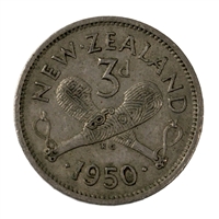 New Zealand 1950 3 Pence Extra Fine (EF-40)