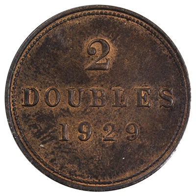 Guernsey 1929H 2 Doubles Uncirculated (MS-60)