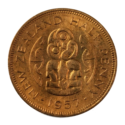 New Zealand 1957 1/2 Penny UNC+ (MS-62)