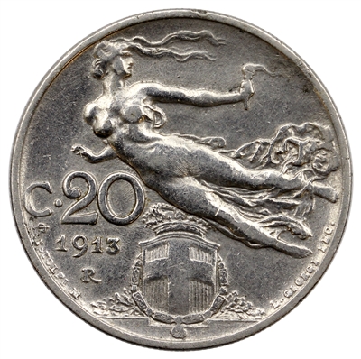 Italy 1913R 20 Centesimi Almost Uncirculated (AU-50)