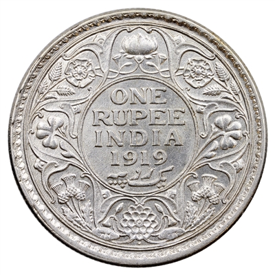 India 1919 Rupee Almost Uncirculated (AU-50)