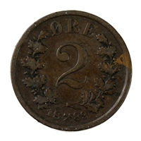 Norway 1889 2 Ore Extra Fine (EF-40)