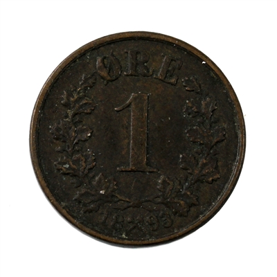 Norway 1893 Ore Almost Uncirculated (AU-50)
