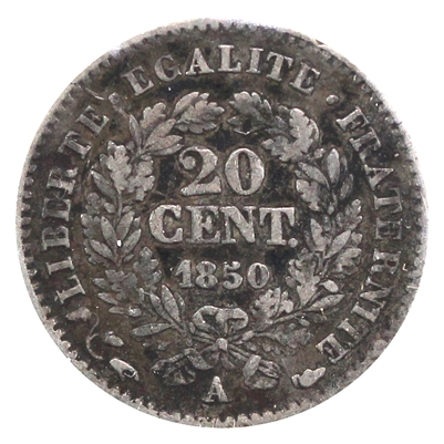 France 1850A 20 Centimes Extra Fine (EF-40)